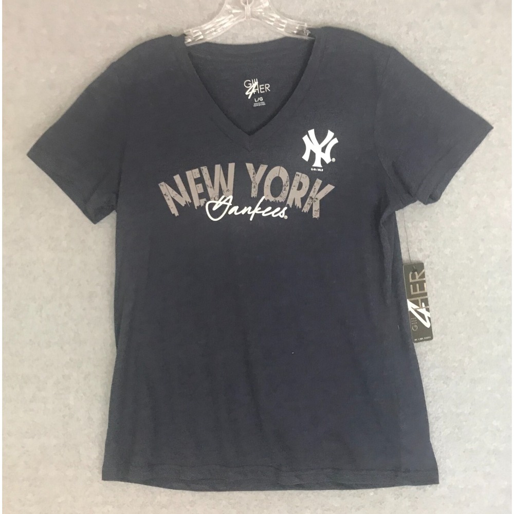 NEW! New York Yankees T-Shirt Womens Large G-III 4HER Blue Short Sleeve NWT
